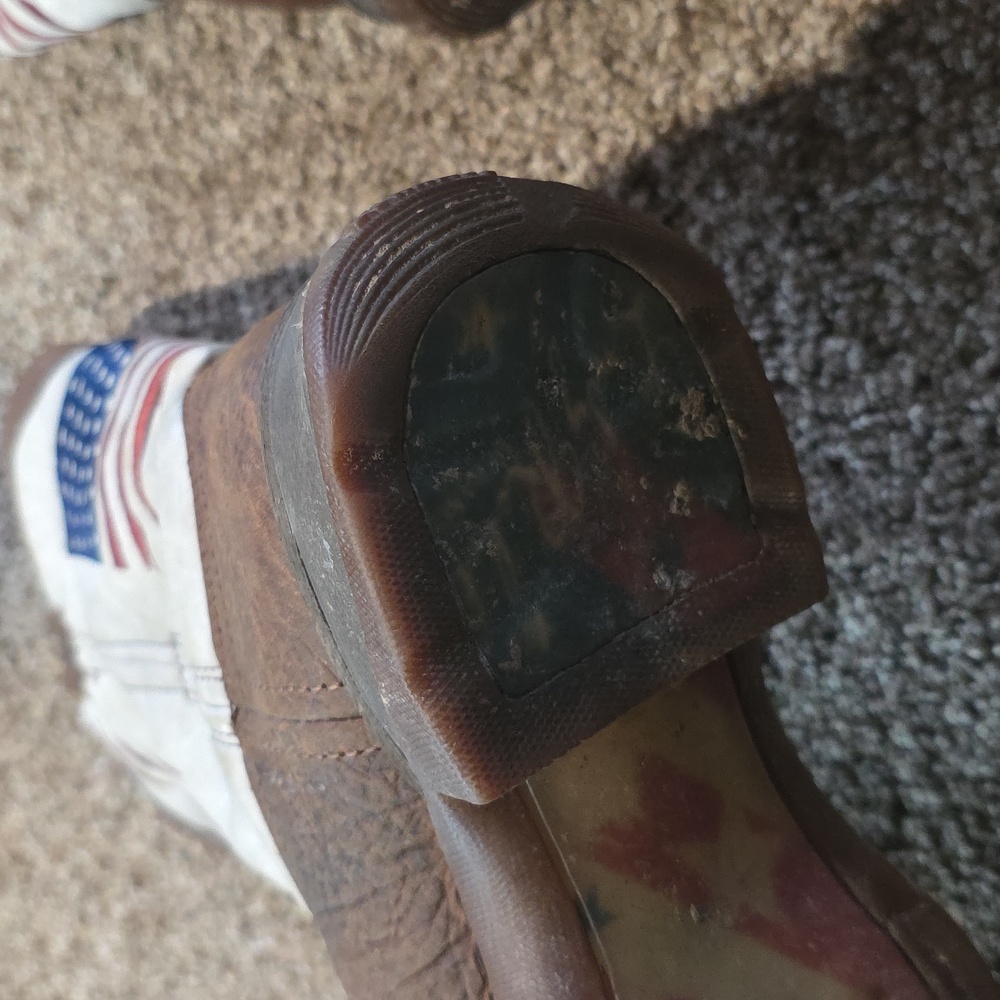 Womens 11" Flag Embroidery Bay Brown Boots Distressed Flag - Picture 7 of 11